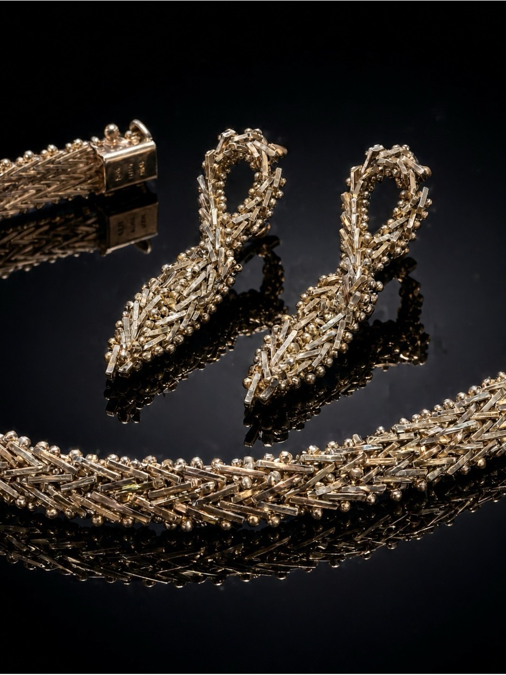 Milor Sterling silver Braided bracelet and Earrings Set